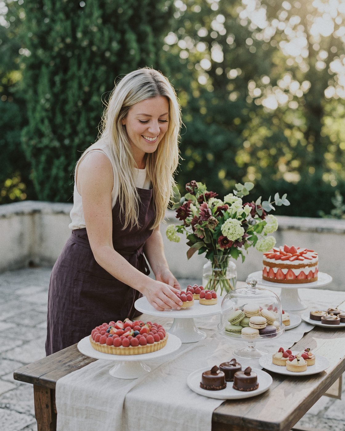 Vanja beim Anrichten eines Sweet Tables